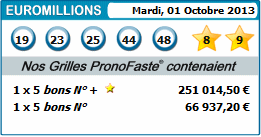 results euromillions for 01 octobre 2013